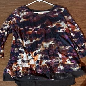 Simply Vera Vera Wang Black and Brown Blouse